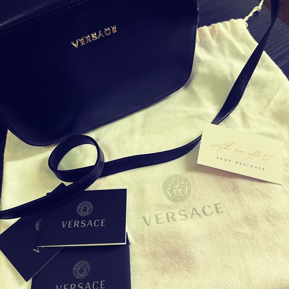 VERSACE Leather Camera Crossbody Bag